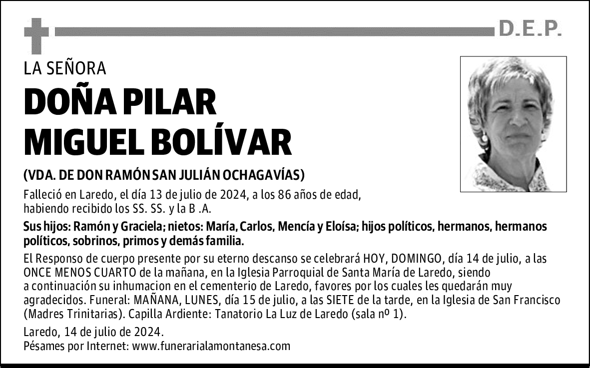 DOÑA PILAR MIGUEL BOLÍVAR