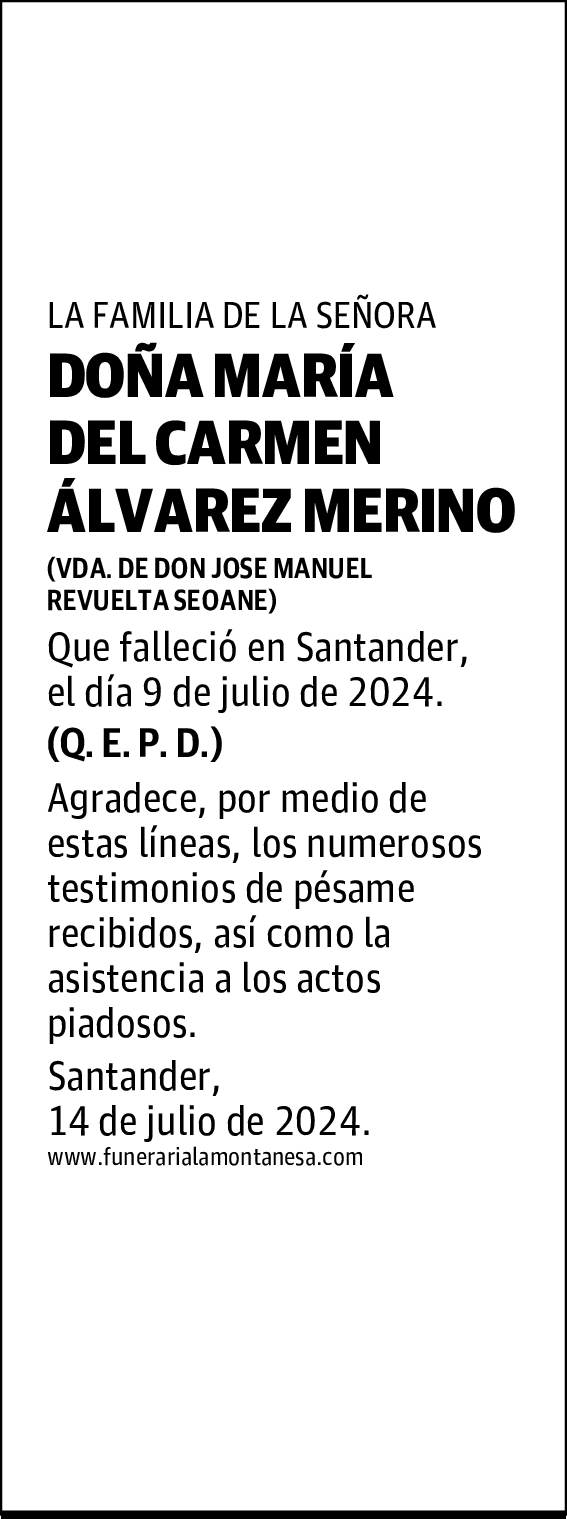 DOÑA MARÍA DEL CARMEN ÁLVAREZ MERINO