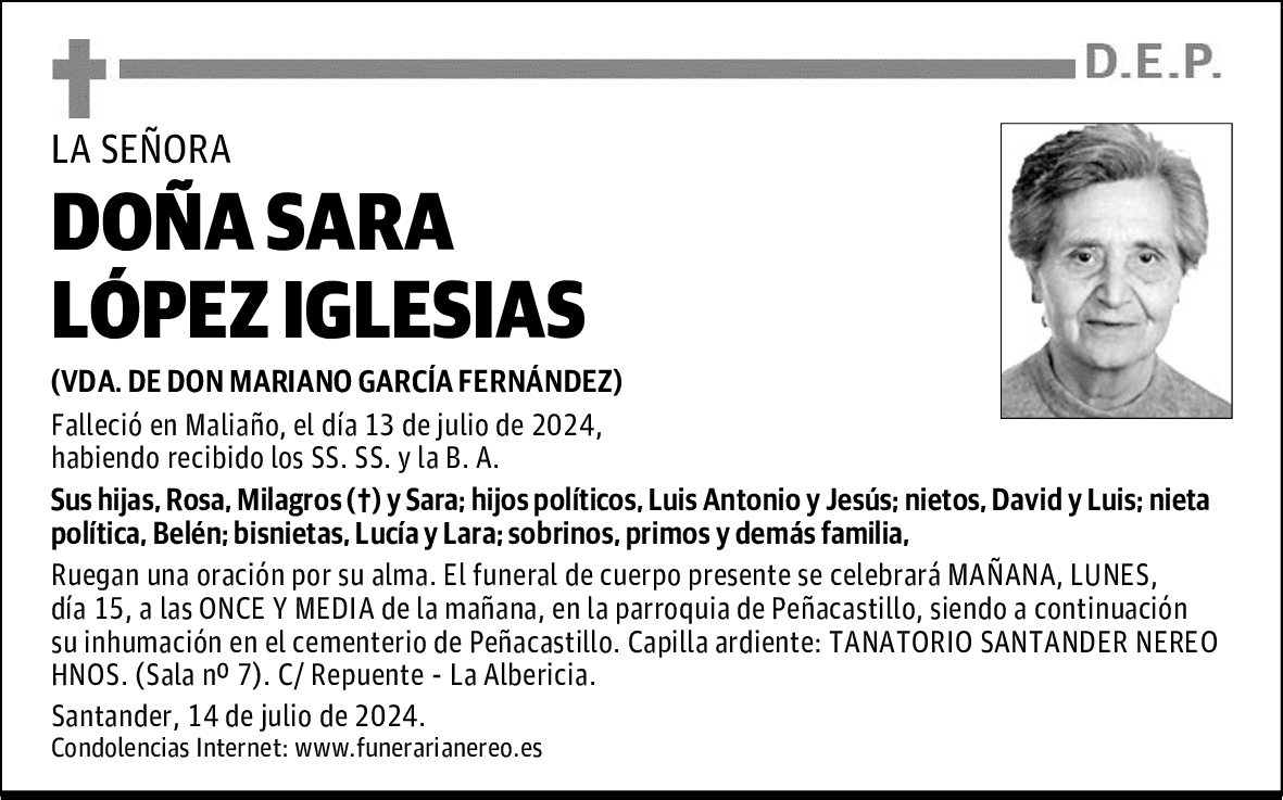 DOÑA SARA LÓPEZ IGLESIAS