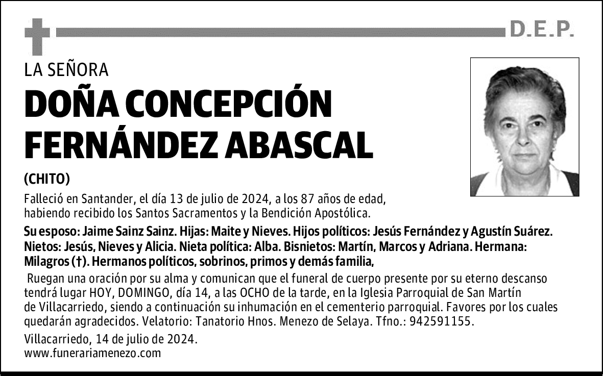 DOÑA CONCEPCIÓN FERNÁNDEZ ABASCAL