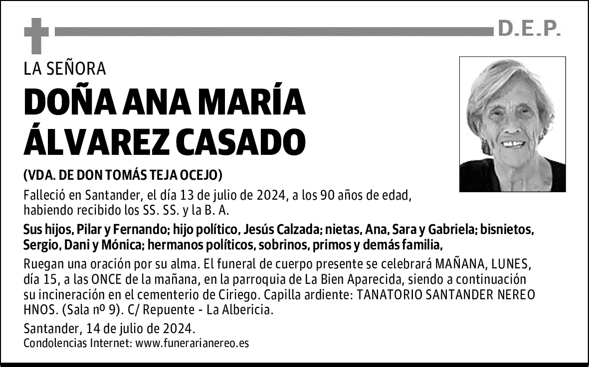 DOÑA ANA MARIA ALVAREZ CASADO