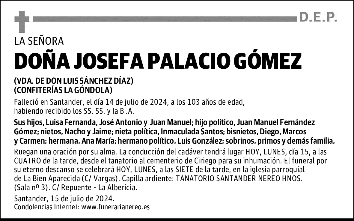 DOÑA JOSEFA PALACIO GÓMEZ