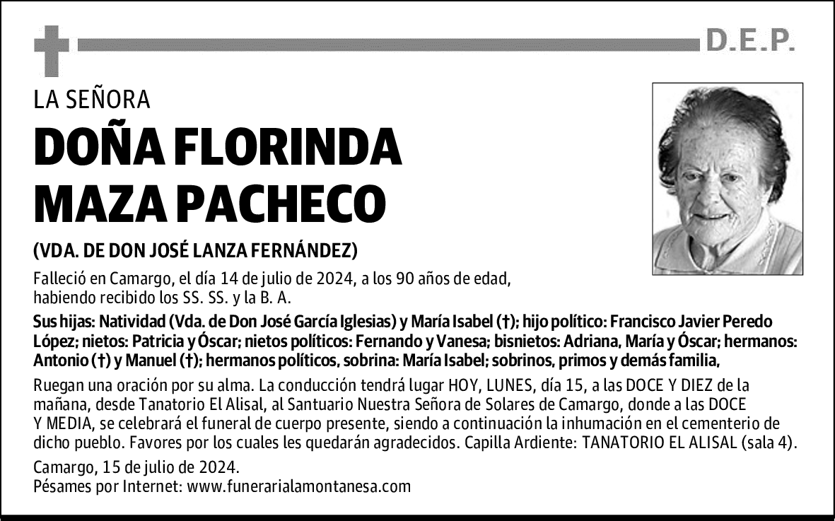 DOÑA FLORINDA MAZA PACHECO