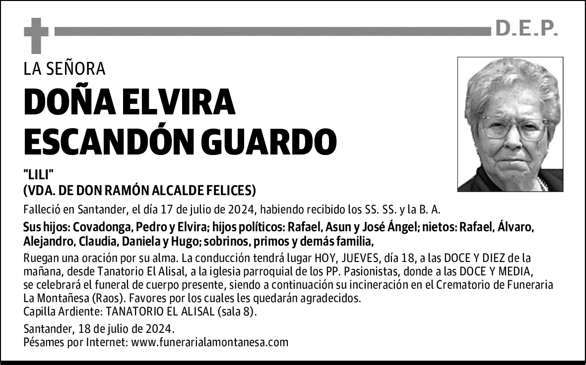 DOÑA ELVIRA ESCANDÓN GUARDO