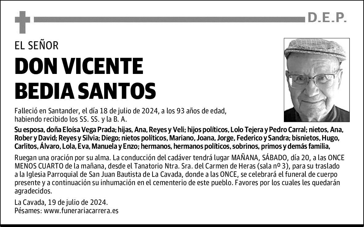 DON VICENTE BEDIA SANTOS