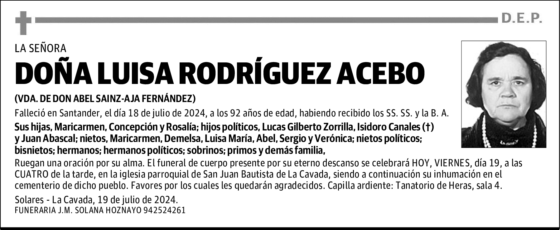 DOÑA LUISA RODRÍGUEZ ACEBO