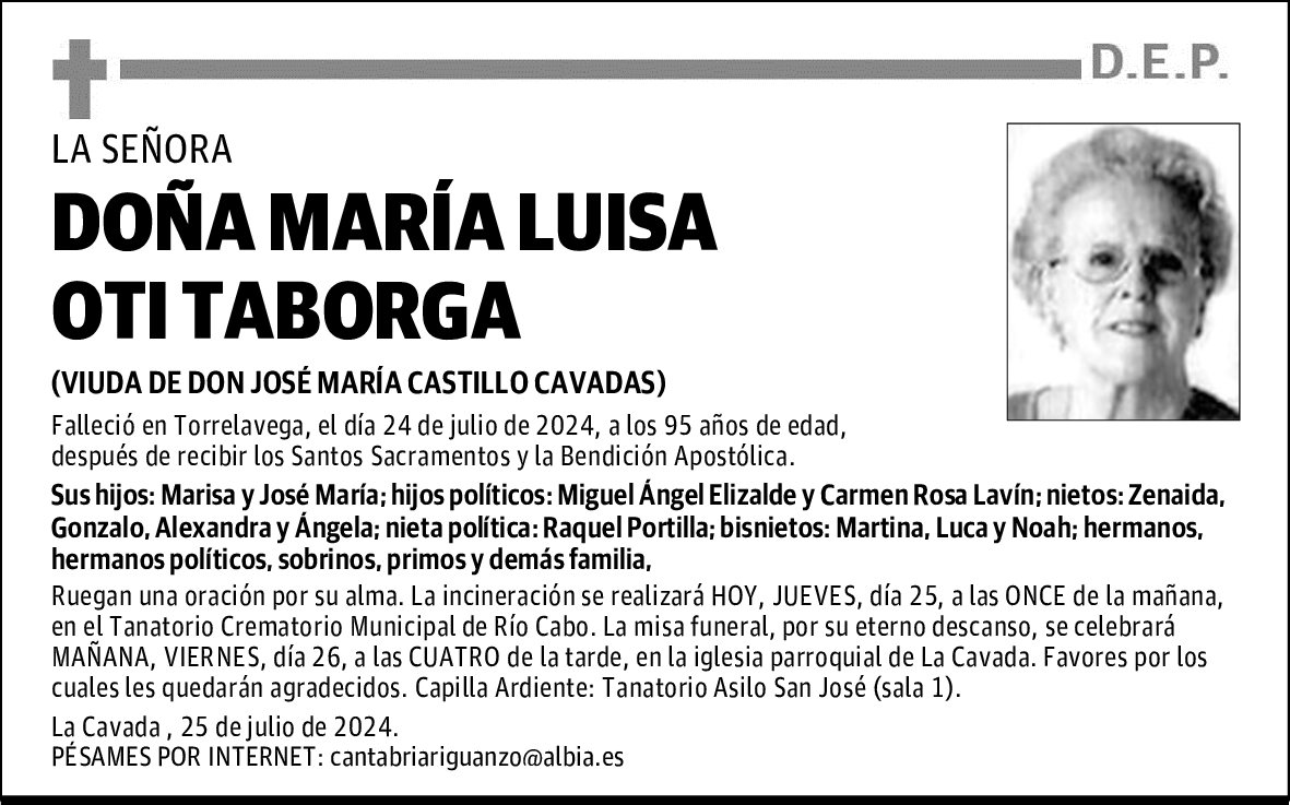 DOÑA MARÍA LUISA OTI TABORGA