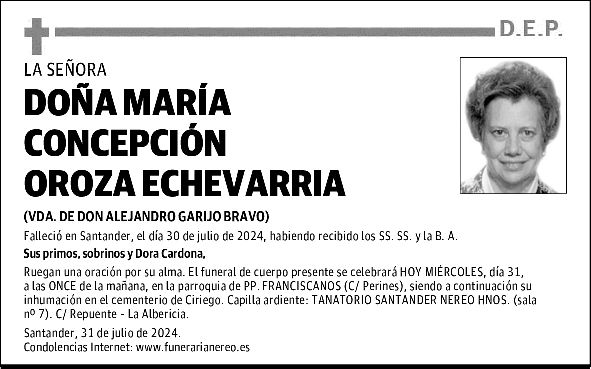 DOÑA MARÍA CONCEPCIÓN OROZA ECHEVARRIA