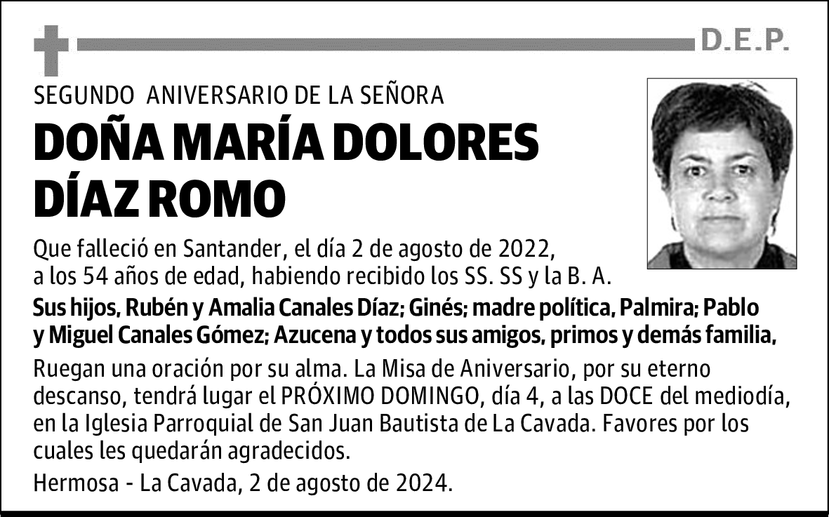 DOÑA MARÍA DOLORES DÍAZ ROMO