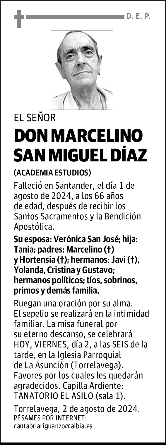 DON MARCELINO SAN MIGUEL DÍAZ