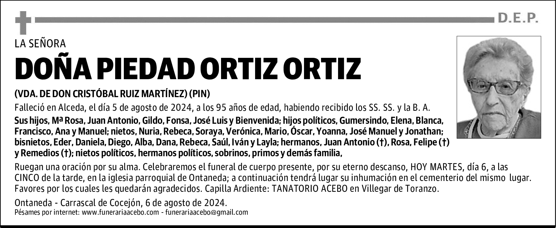 DOÑA PIEDAD ORTIZ ORTIZ