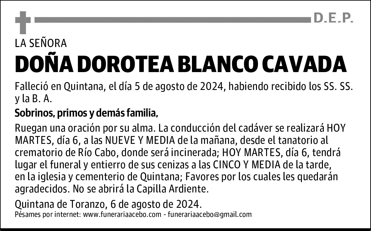 DOÑA DOROTEA BLANCO CAVADA