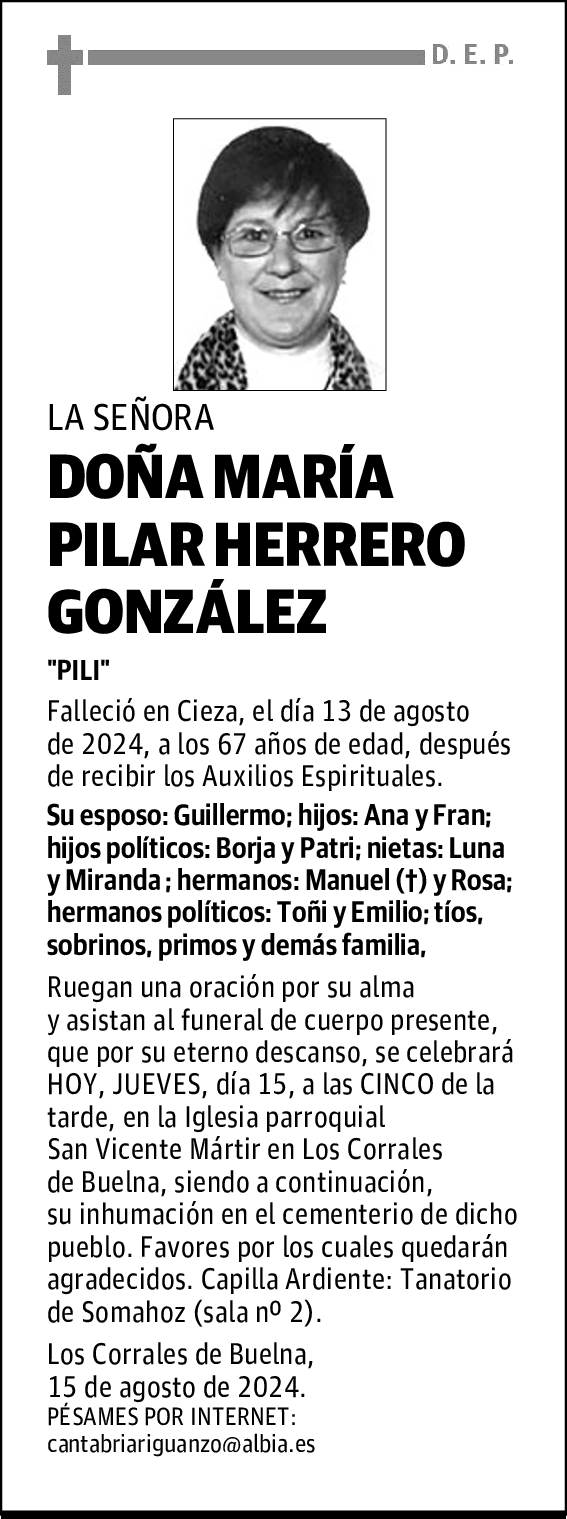 DOÑA MARÍA PILAR HERRERO GONZÁLEZ
