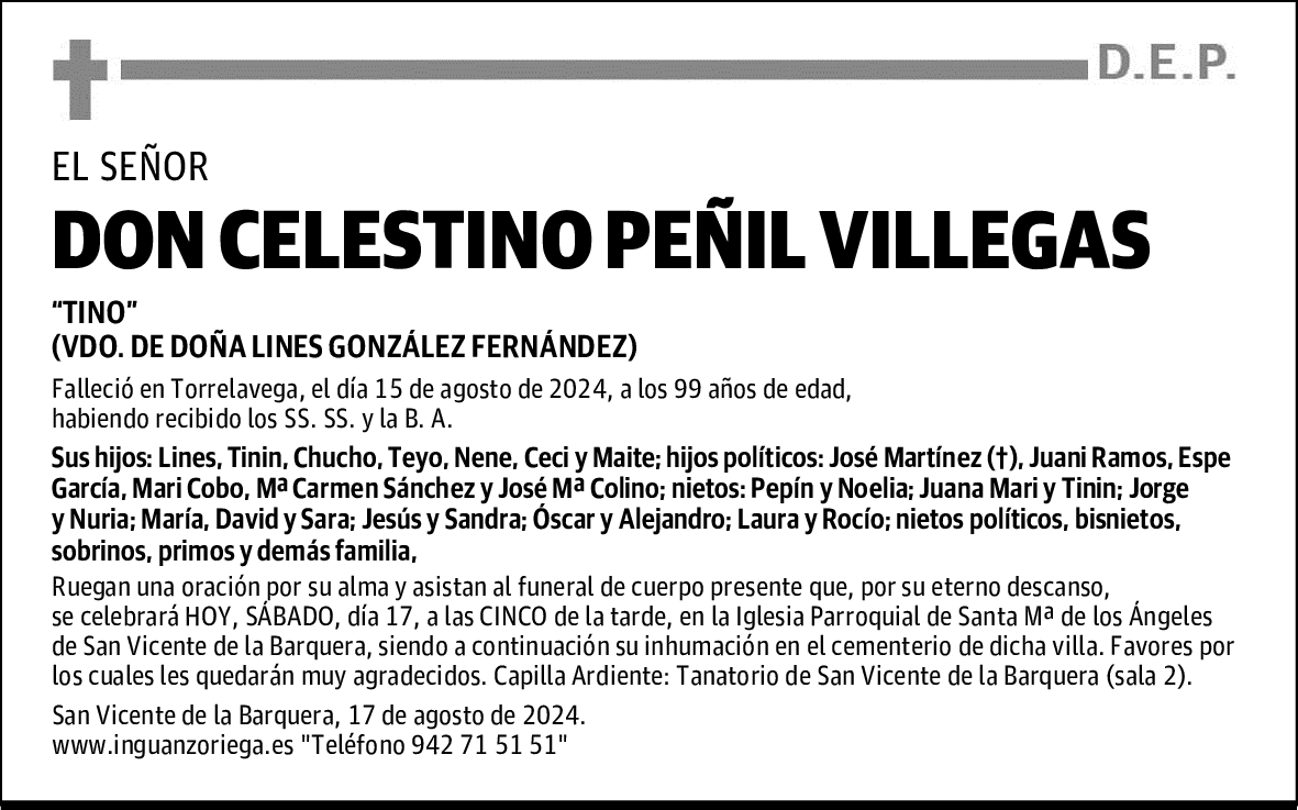 DON CELESTINO PEÑIL VILLEGAS