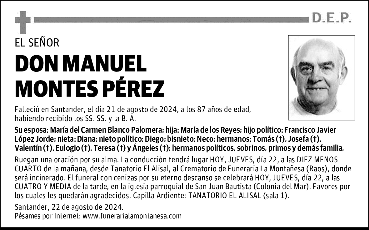 DON MANUEL MONTES PÉREZ