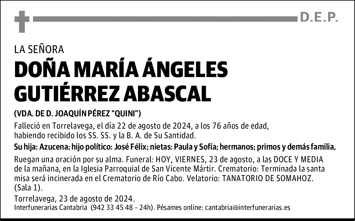 DOÑA MARÍA ÁNGELES GUTIÉRREZ ABASCAL