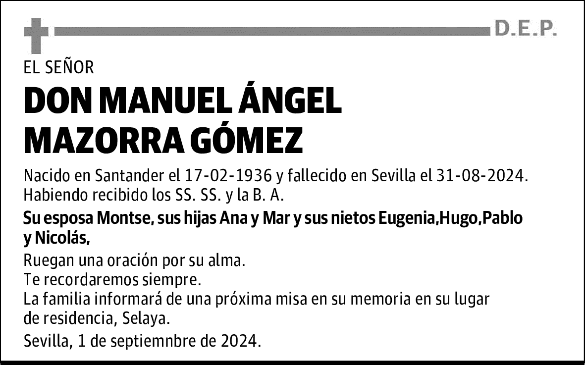 DON MANUEL ÁNGEL MAZORRA GÓMEZ