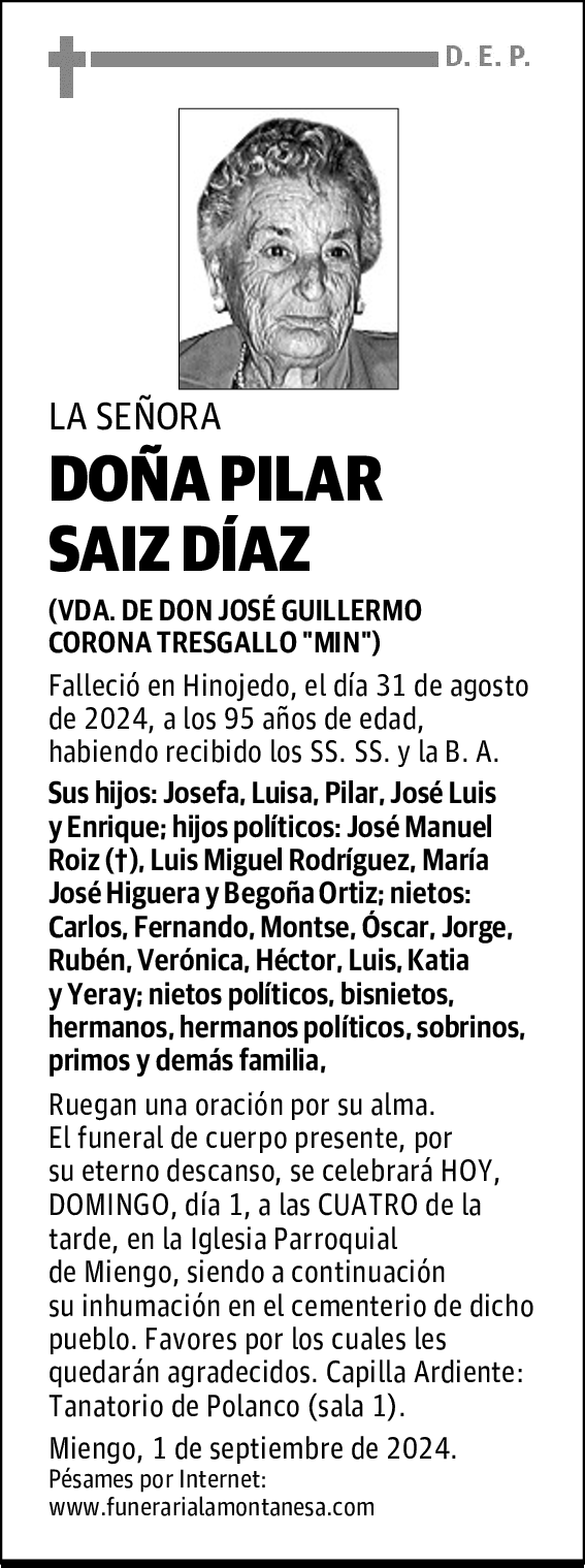 DOÑA PILAR SAIZ DÍAZ