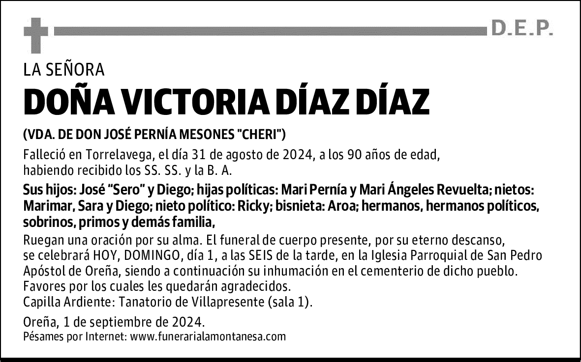 DOÑA VICTORIA DÍAZ DÍAZ