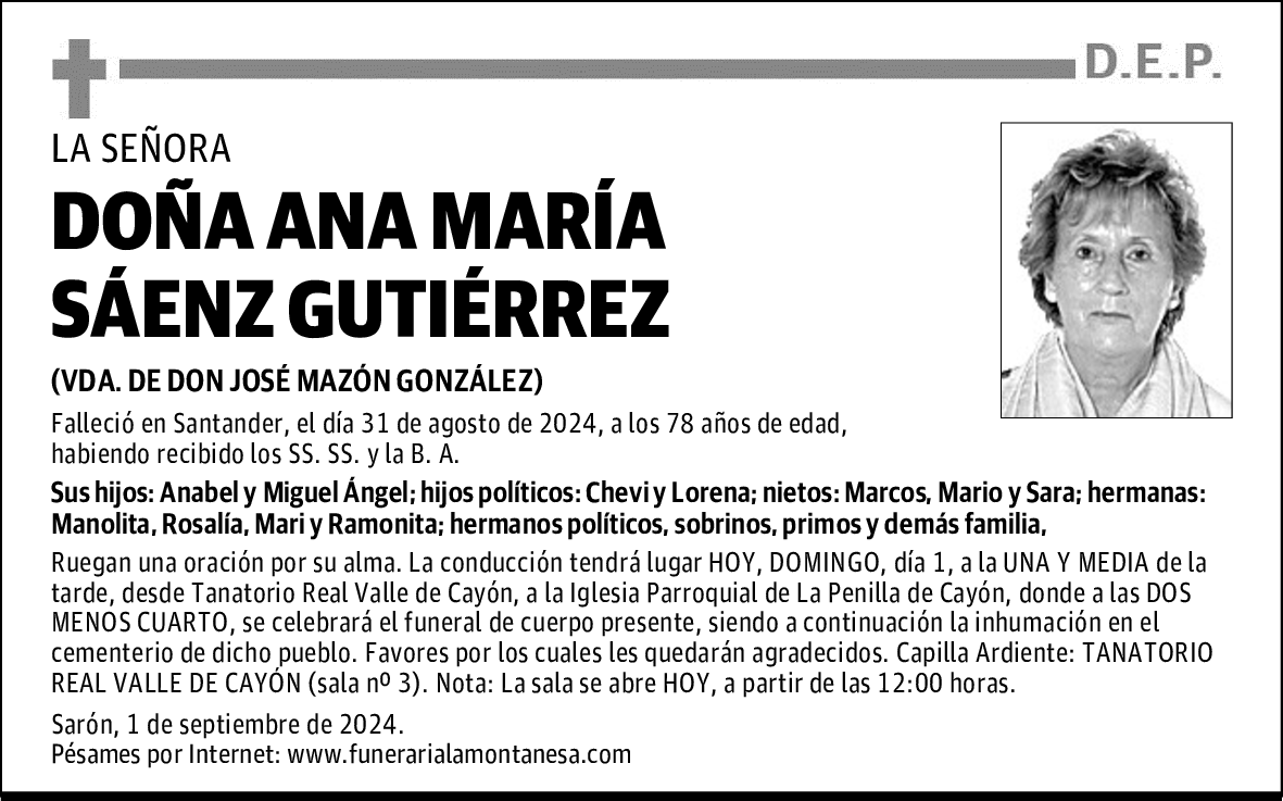 DOÑA ANA MARÍA SÁENZ GUTIÉRREZ