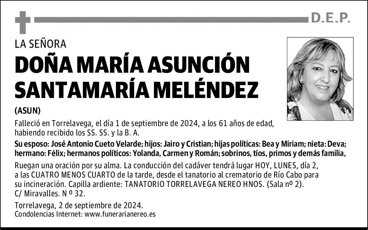 DOÑA MARIA ASUNCION SANTAMARIA MELENDEZ