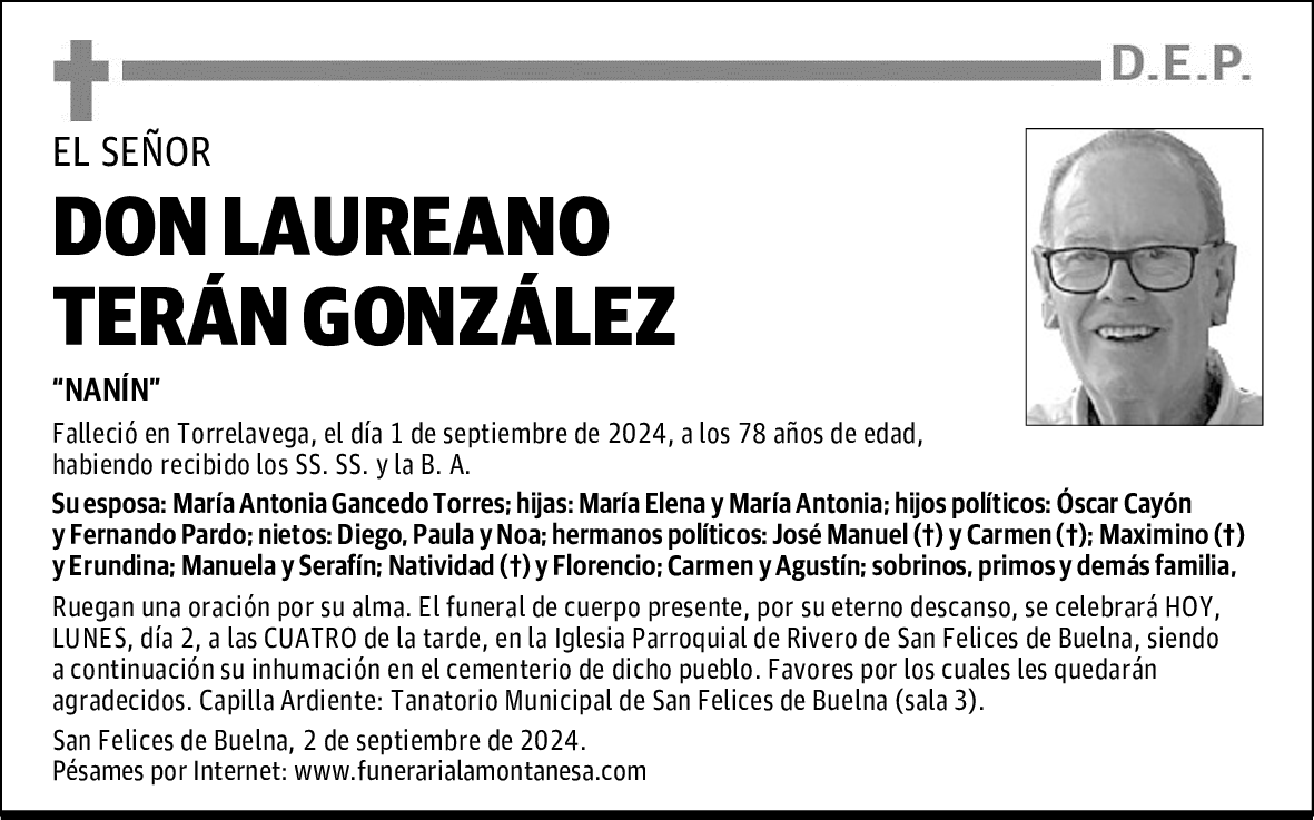 DON LAUREANO TERÁN GONZÁLEZ