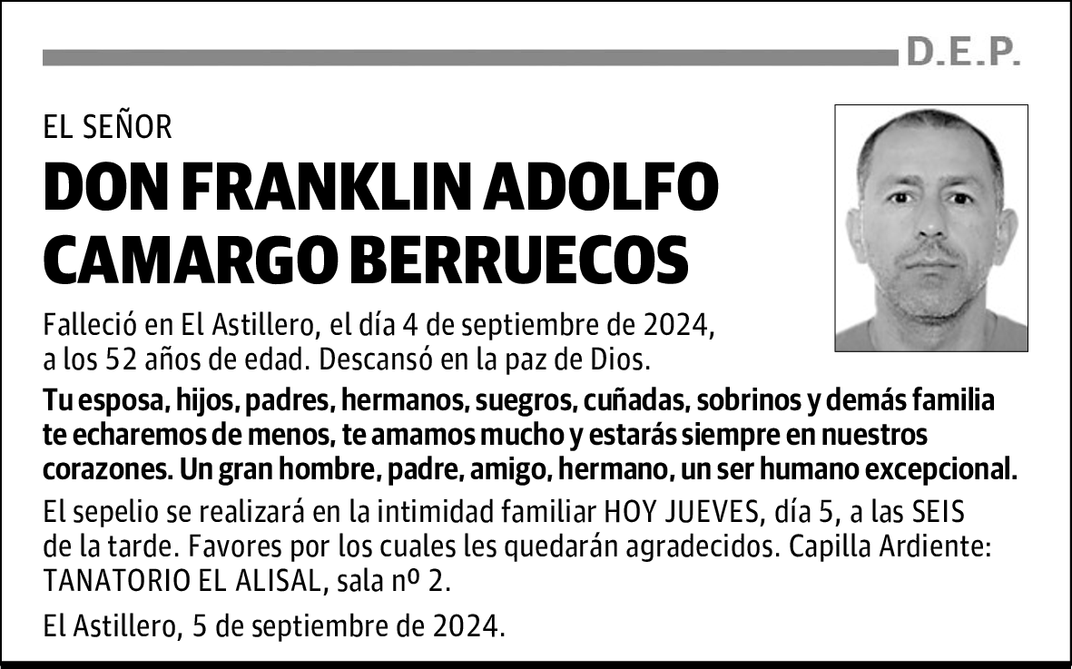 DON FRANKLIN ADOLFO CAMARGO BERRUECOS