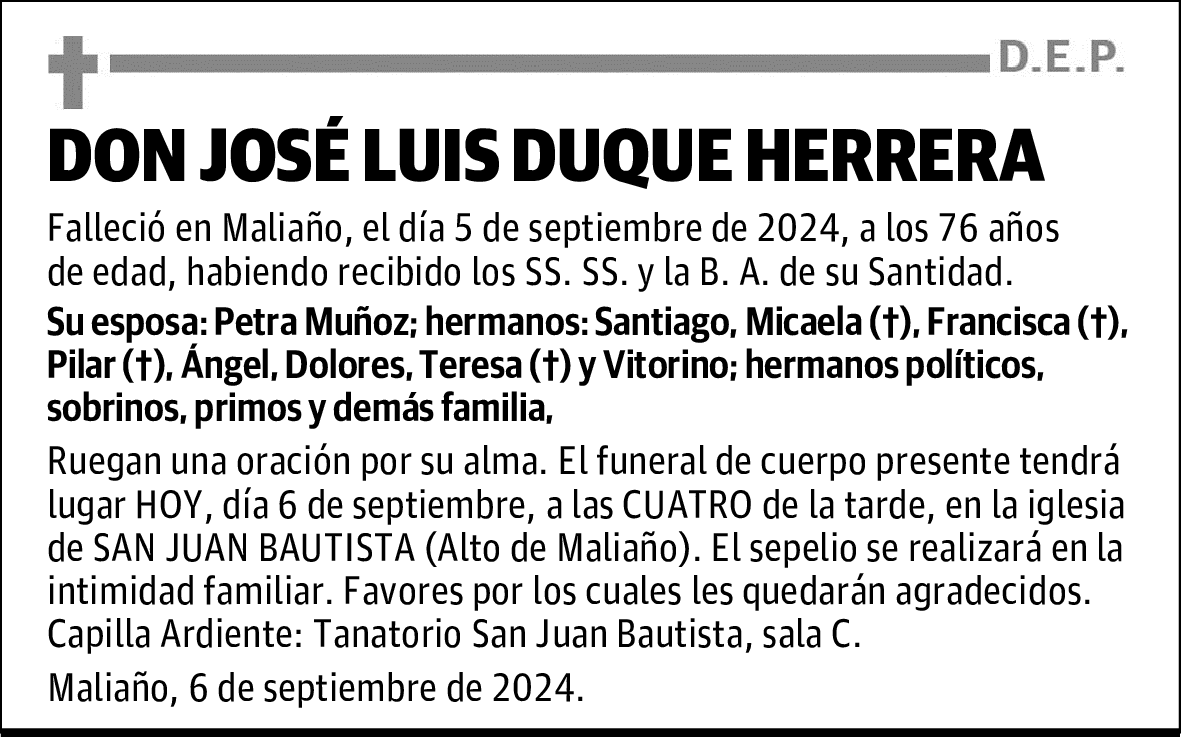 DON JOSÉ LUIS DUQUE HERRERA