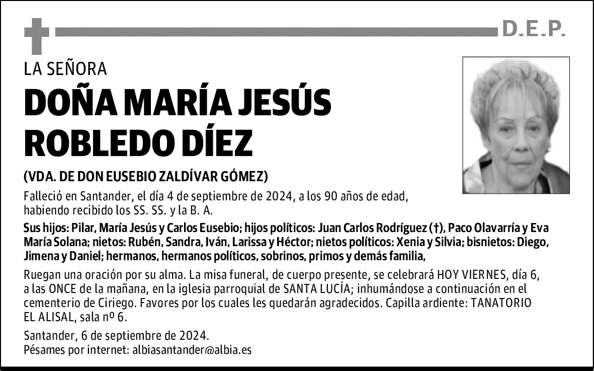 DOÑA MARÍA JESÚS ROBLEDO DÍEZ
