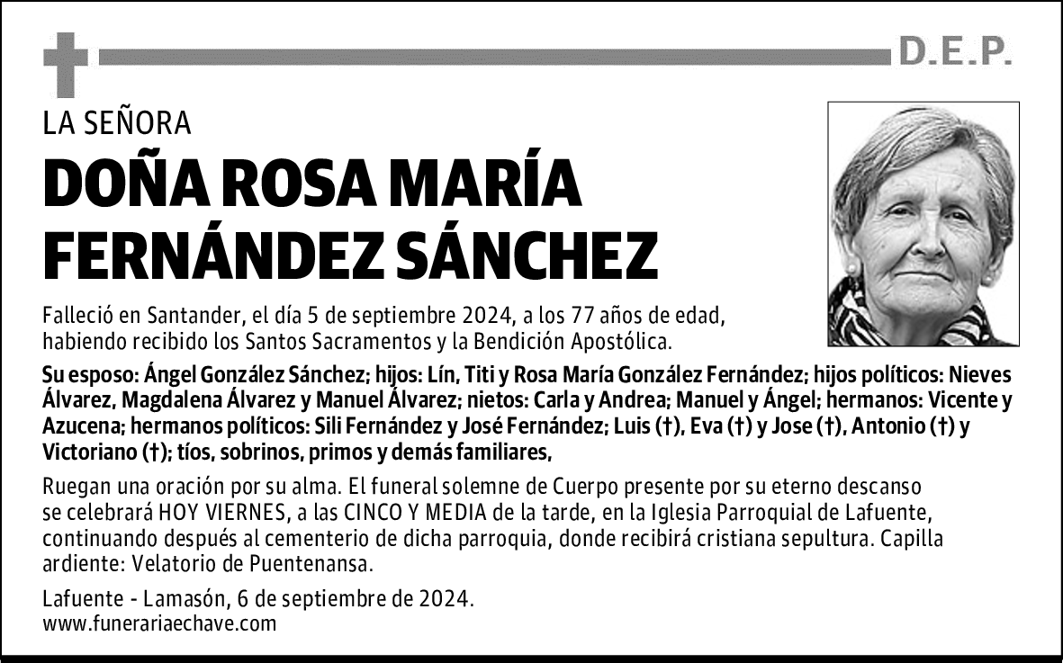 DOÑA ROSA MARÍA FERNÁNDEZ SÁNCHEZ