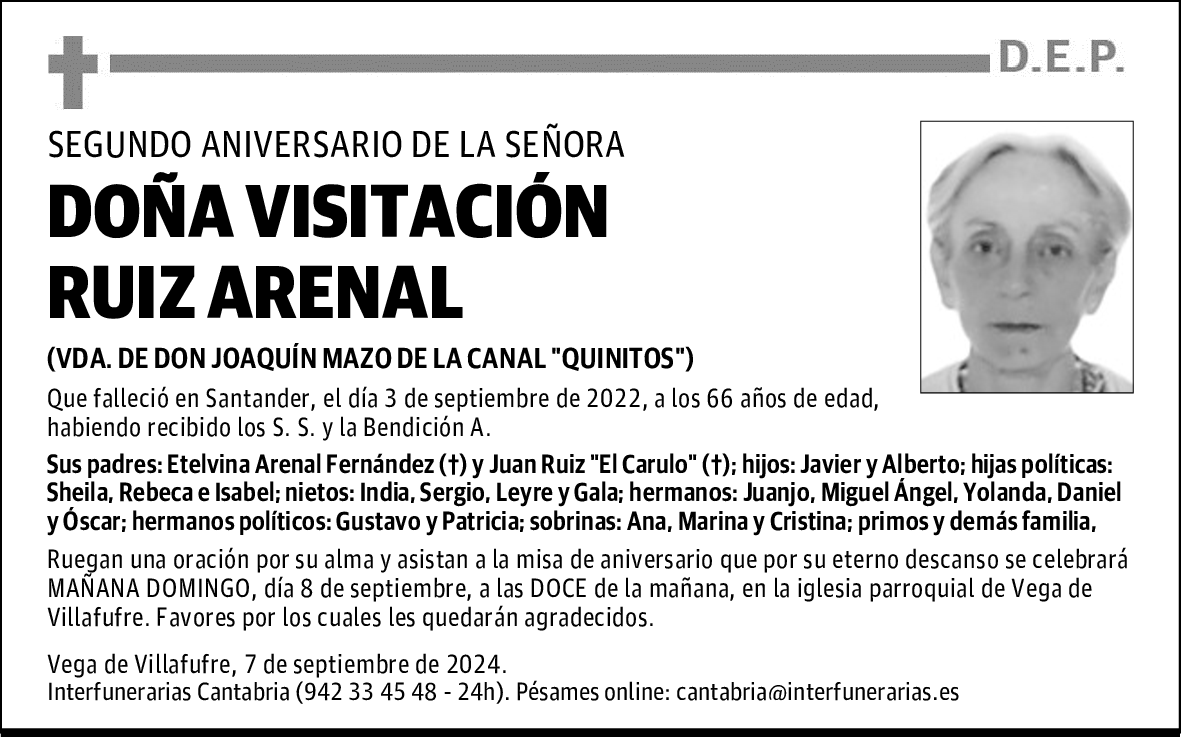 DOÑA VISITACIÓN RUIZ ARENAL