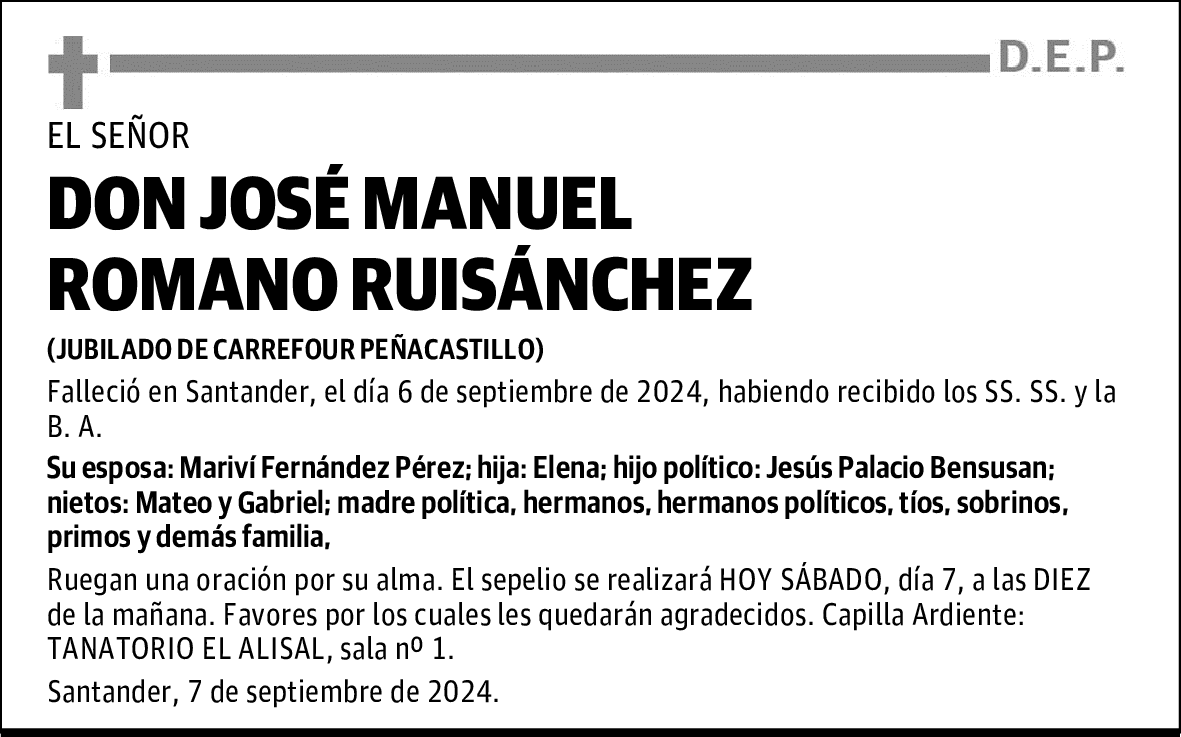 DON JOSÉ MANUEL ROMANO RUISÁNCHEZ