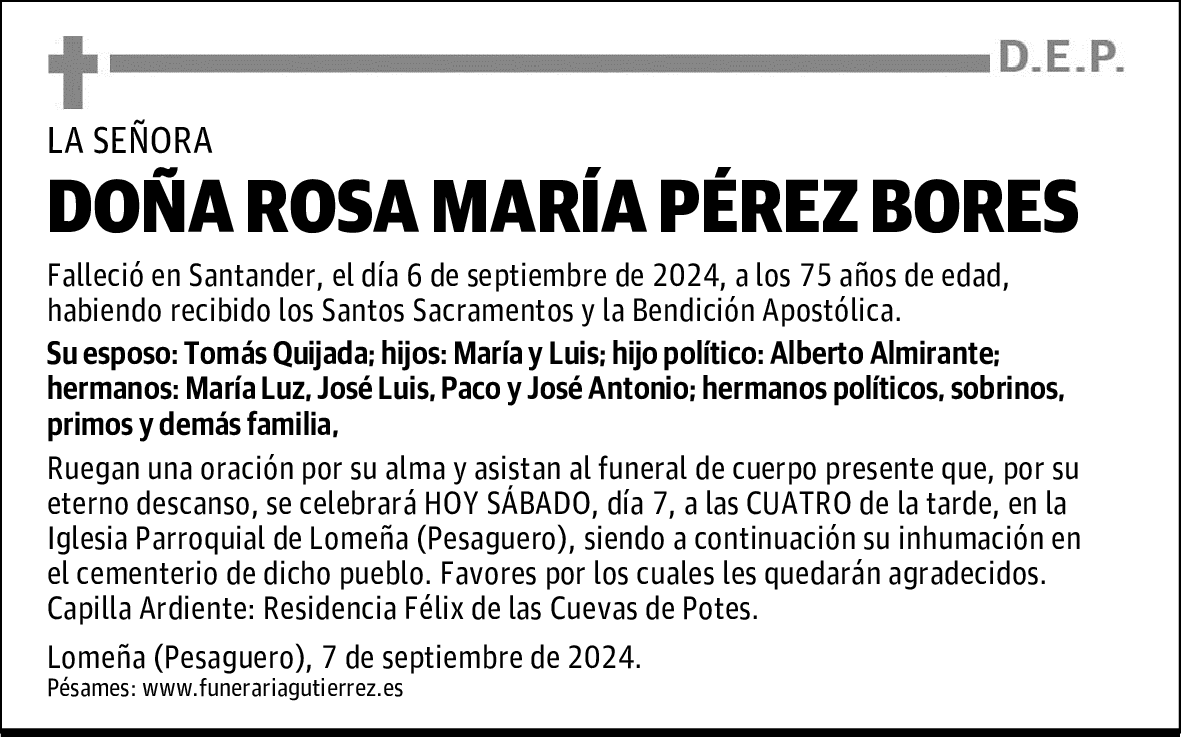DOÑA ROSA MARÍA PÉREZ BORES