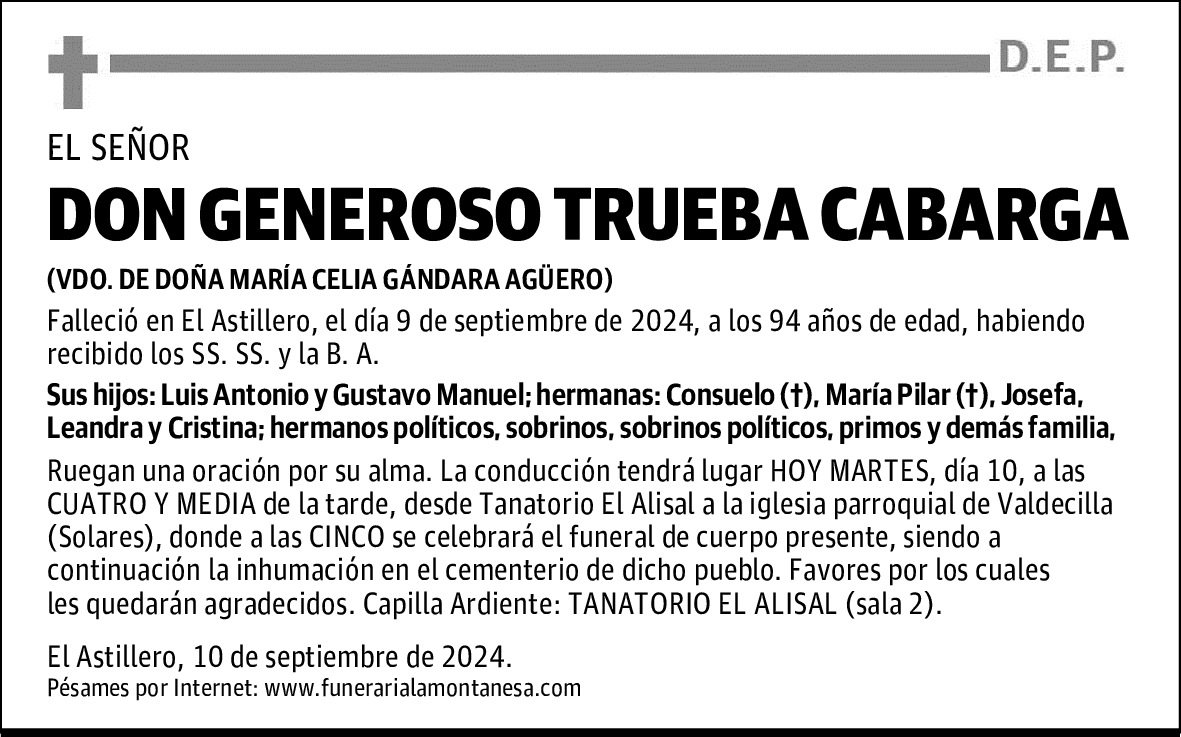 DON GENEROSO TRUEBA CABARGA