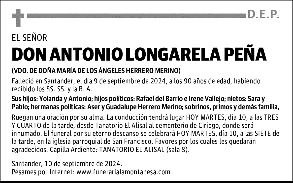 DON ANTONIO LONGARELA PEÑA