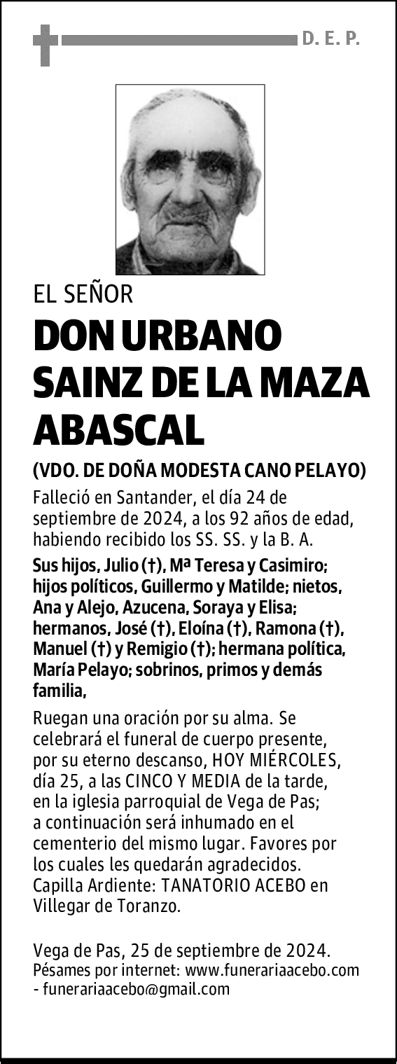 DON URBANO SAINZ DE LA MAZA ABASCAL