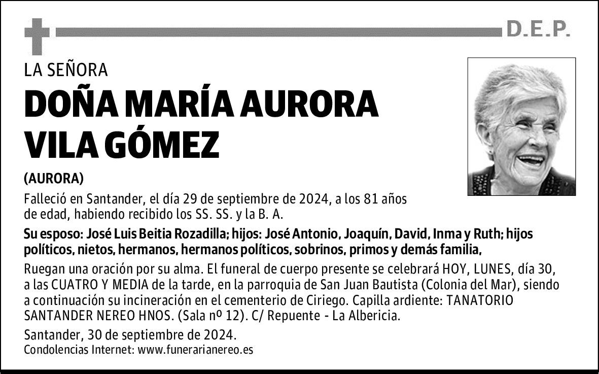 DOÑA MARÍA AURORA VILA GÓMEZ