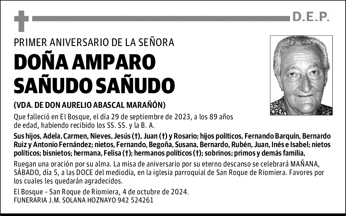 DOÑA AMPARO SAÑUDO SAÑUDO