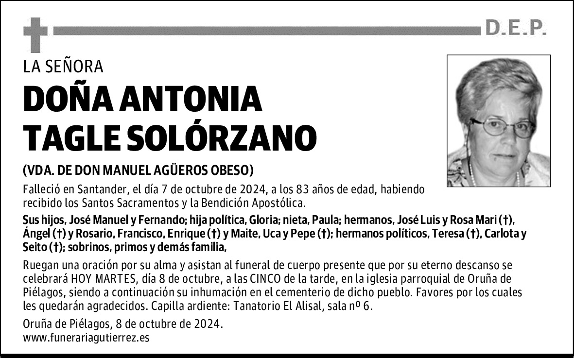 DOÑA ANTONIA TAGLE SOLÓRZANO