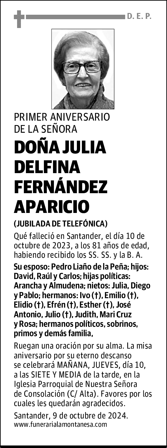 DOÑA JULIA DELFINA FERNÁNDEZ APARICIO