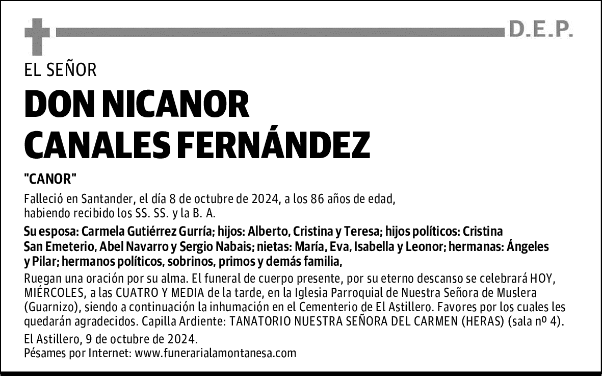 DON NICANOR CANALES FERNÁNDEZ