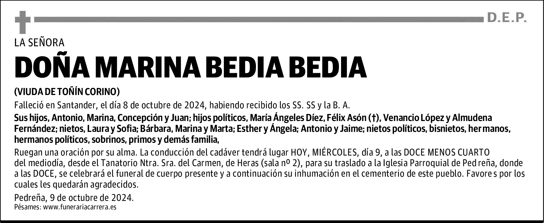DOÑA MARINA BEDIA BEDIA
