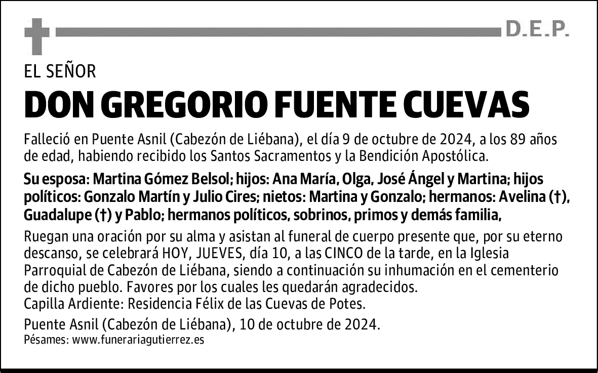 DON GREGORIO FUENTE CUEVAS