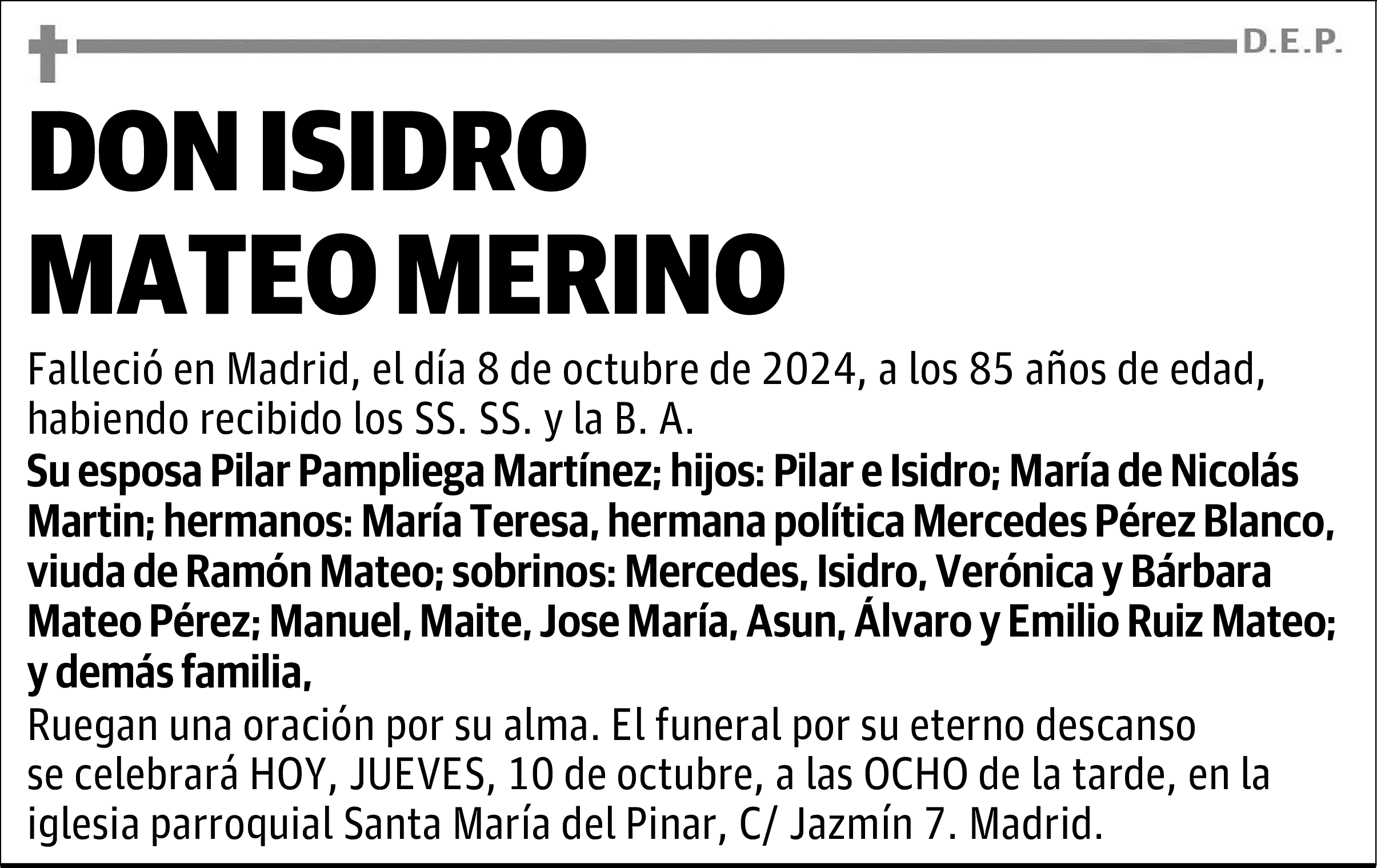 DON ISIDRO MATEO MERINO