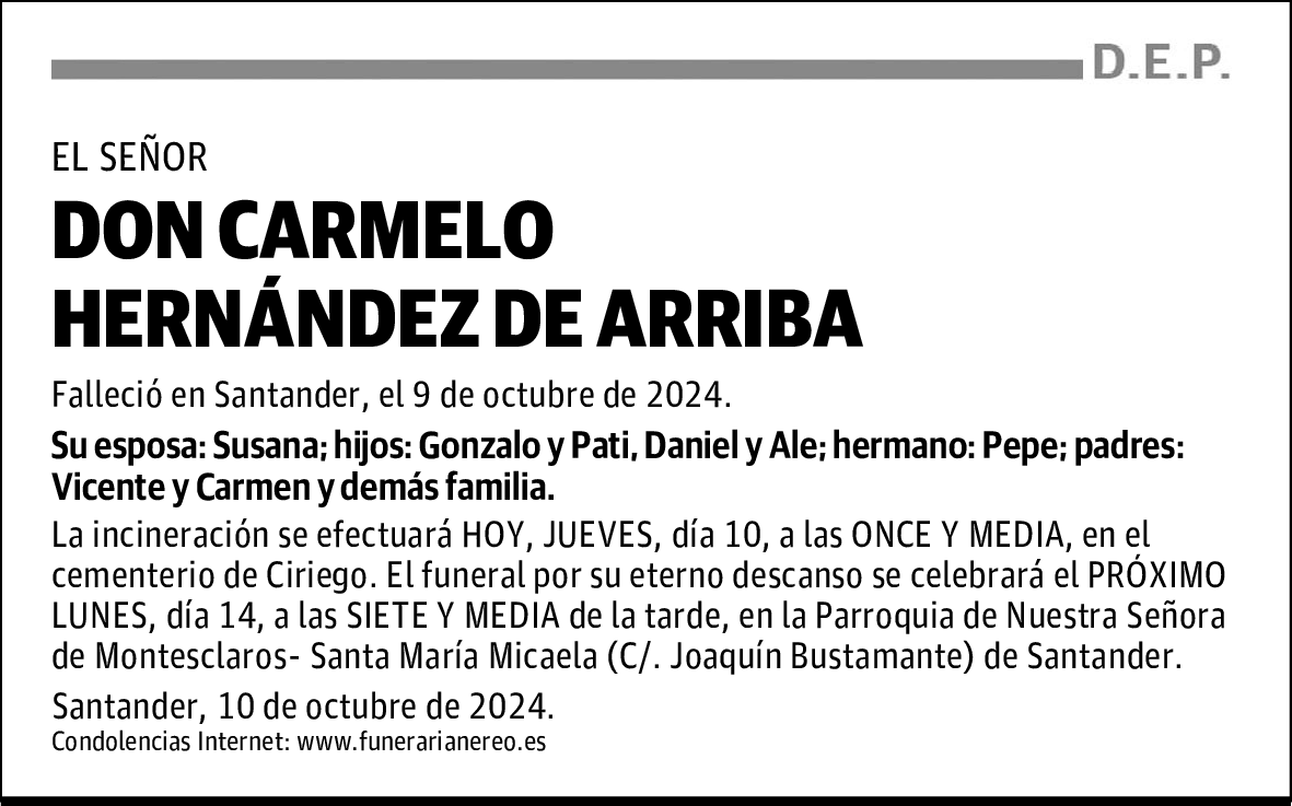 DON CARMELO HERNÁNDEZ DE ARRIBA