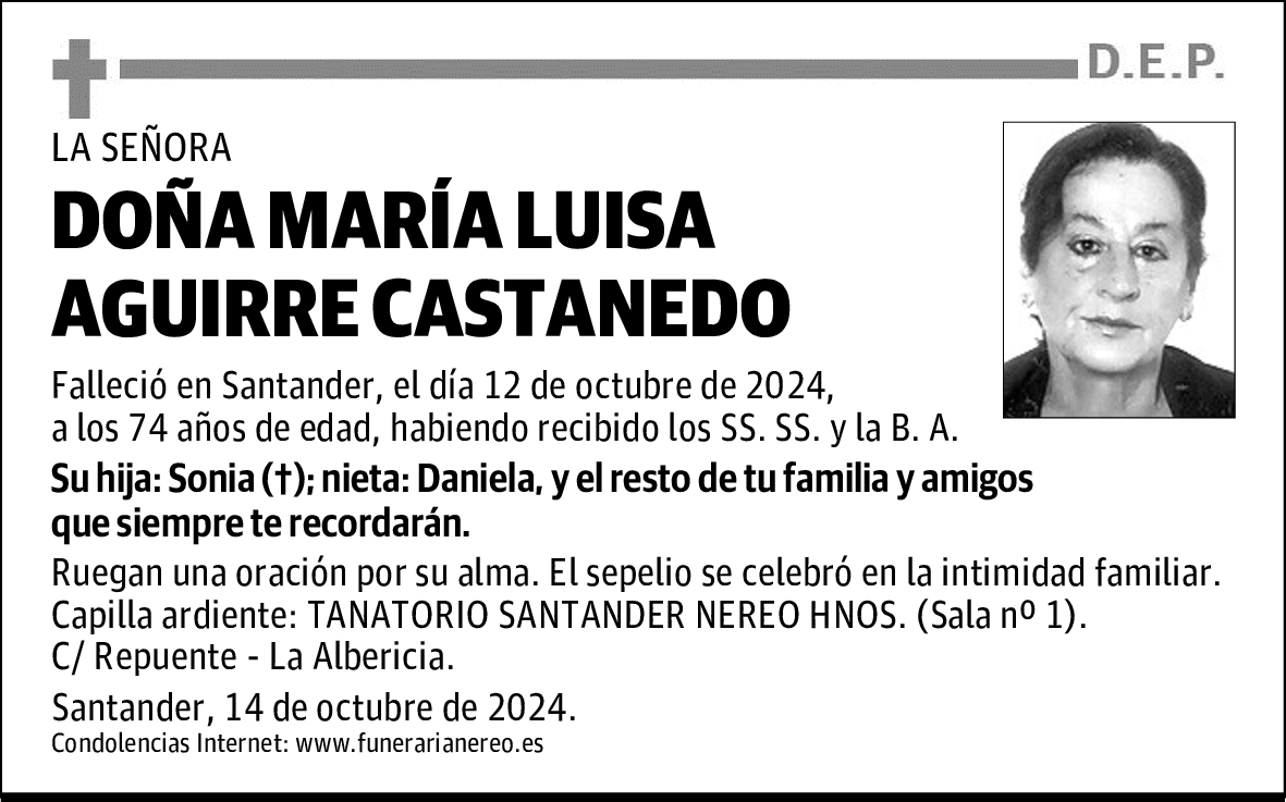 DOÑA MARÍA LUISA AGUIRRE CASTANEDO