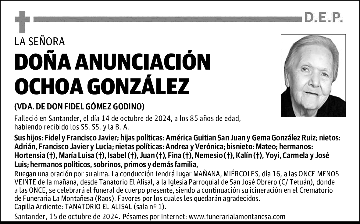 DOÑA ANUNCIACIÓN OCHOA GONZÁLEZ