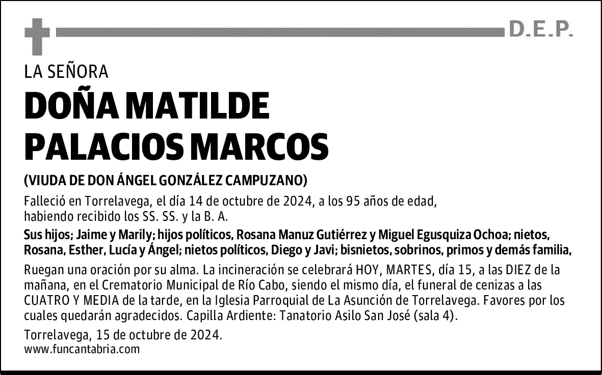 DOÑA MATILDE PALACIOS MARCOS