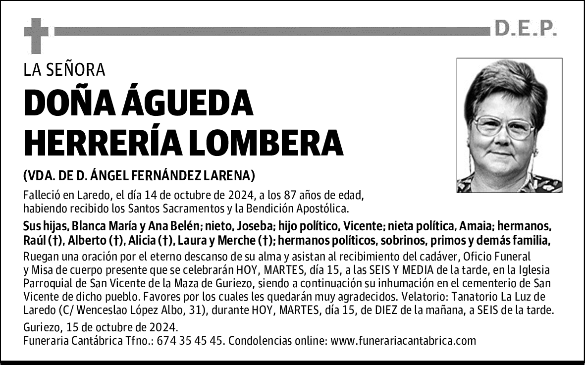 DOÑA ÁGUEDA HERRERÍA LOMBERA
