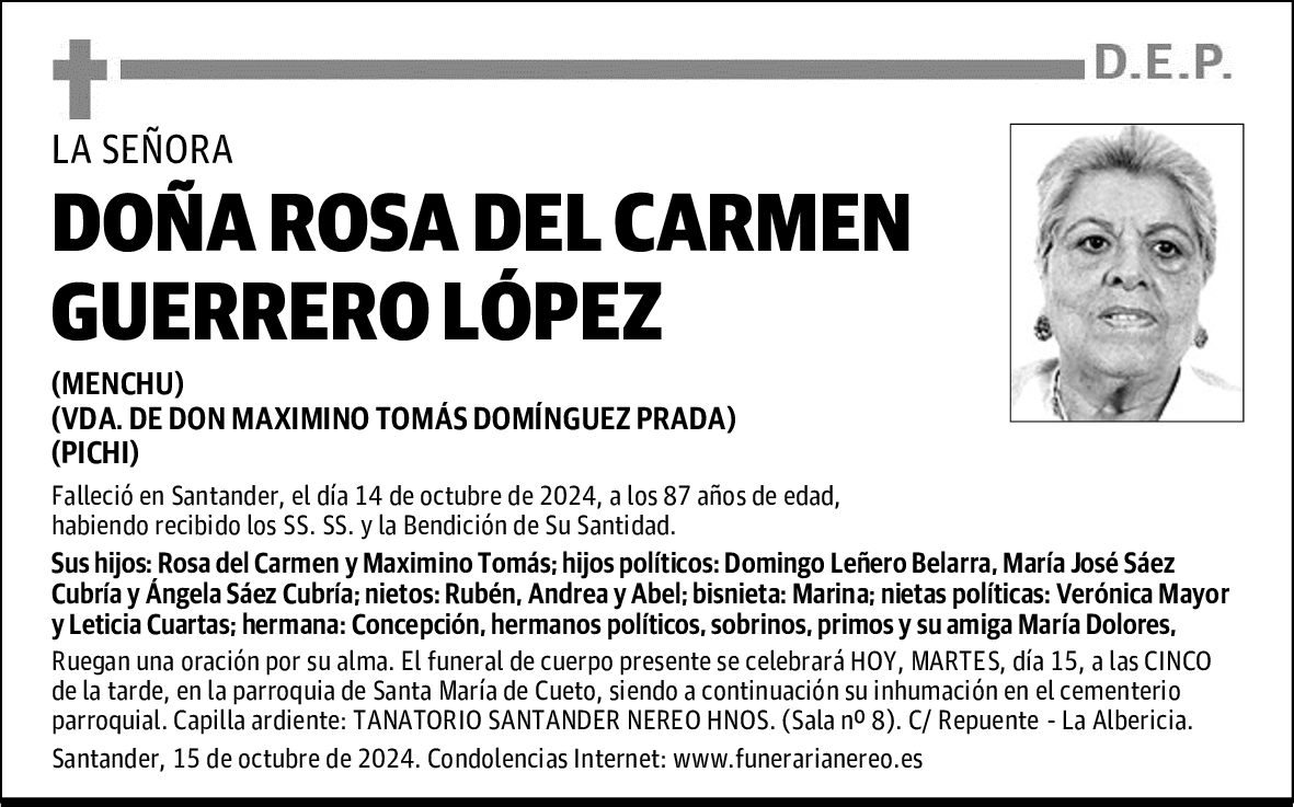 DOÑA ROSA DEL CARMEN GUERRERO LÓPEZ
